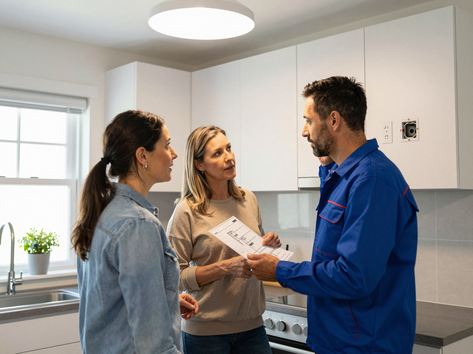 Professional electrician at work in a modern home